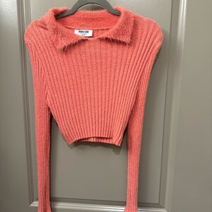 Double Zero Cropped Fuzzy Sweater